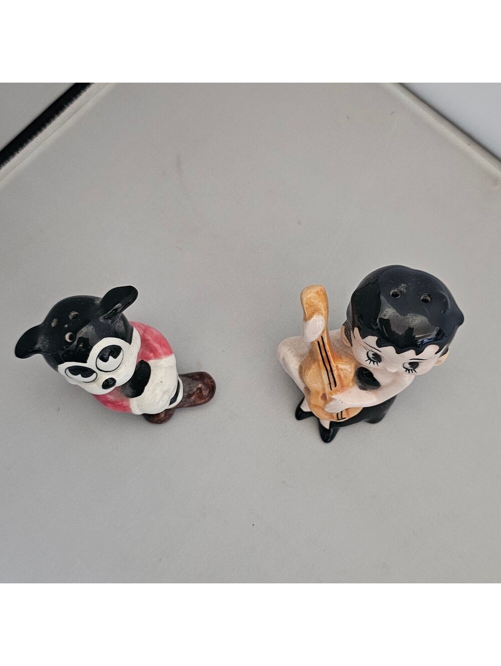 Vintage Ceramic Betty Boop and Pudgy Dog Salt and Pepper Shakers - Picture 2 of 4